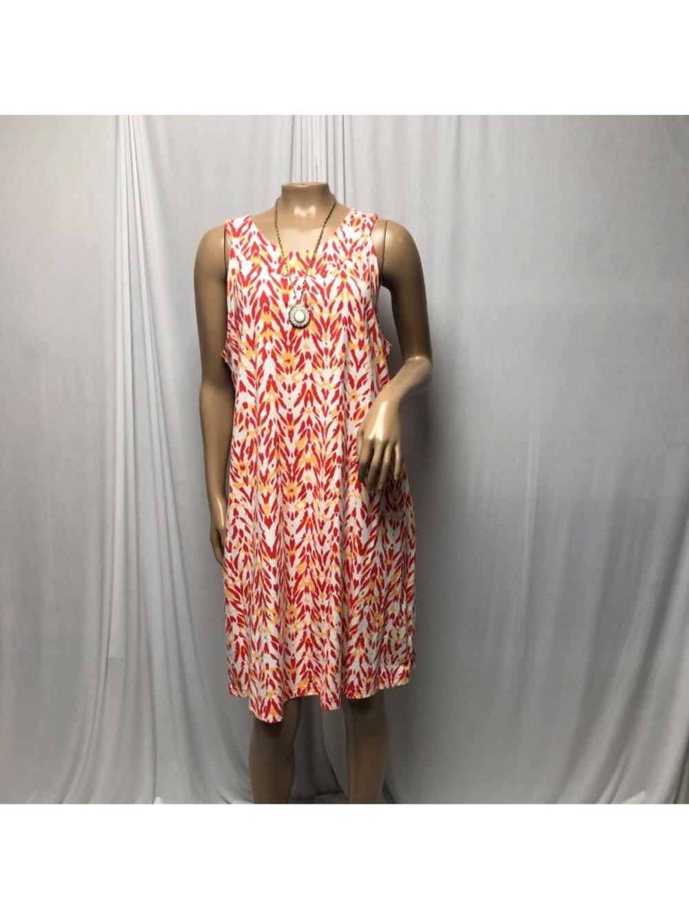 Natural Reflections Dress Womens Size Large Red Orange Sleeveless Knit Shift NEW
